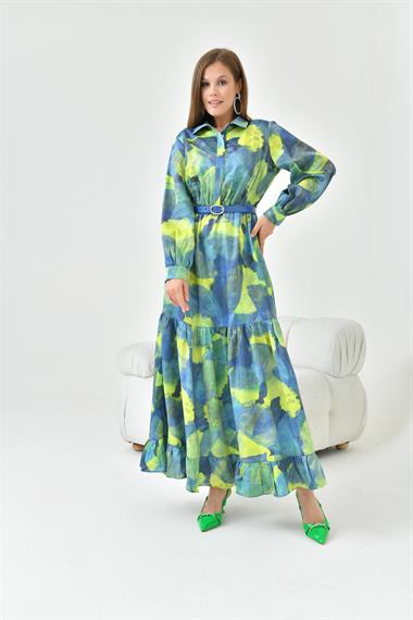 FTZ Women Kadın Desenli Elbise  Sarı 30852