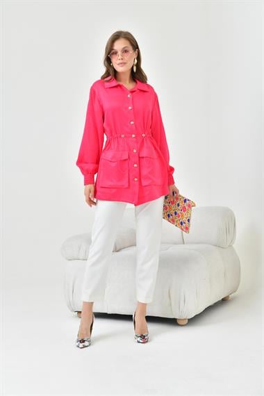 FTZ Women Kadın İpek Saten Cap  Fuşya 30858