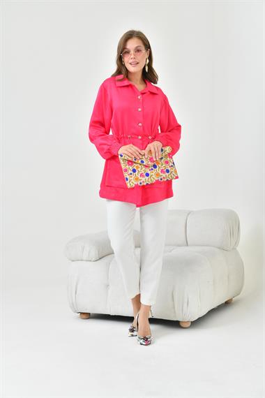 FTZ Women Kadın İpek Saten Cap  Fuşya 30858