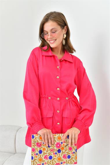 FTZ Women Kadın İpek Saten Cap  Fuşya 30858