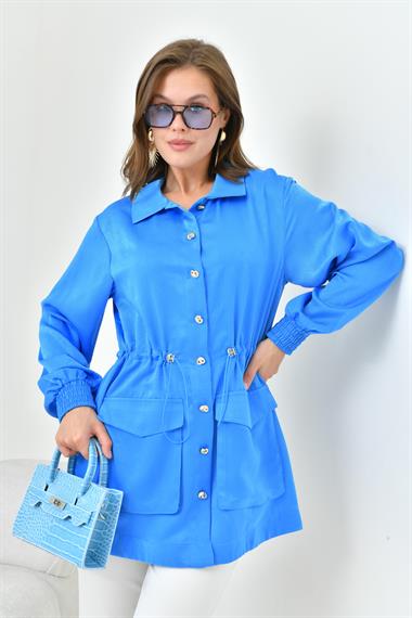 FTZ Women Kadın İpek Saten Cap  Mavi 30858