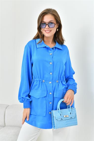 FTZ Women Kadın İpek Saten Cap  Mavi 30858