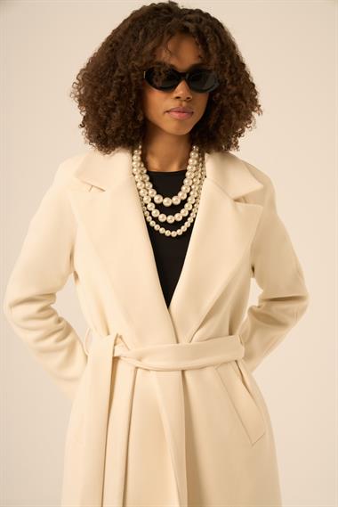 FTZ Women Kadın Kaşe Kaban  Ekru 31251