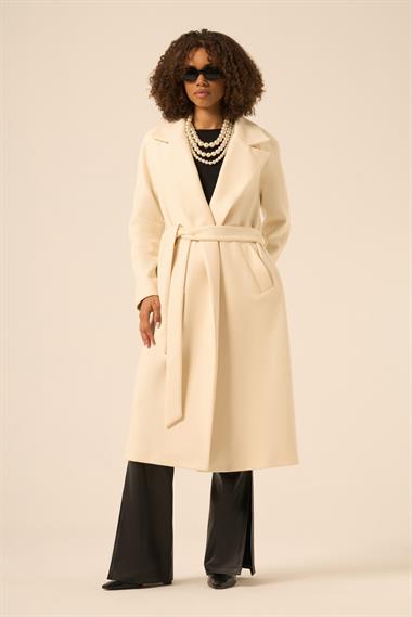 FTZ Women Kadın Kaşe Kaban  Ekru 31251