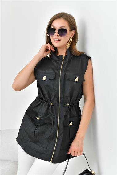 FTZ Women Kadın Organze Yelek  Siyah 30855