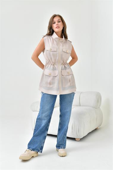 FTZ Women Kadın Organze Yelek  Taş 30855