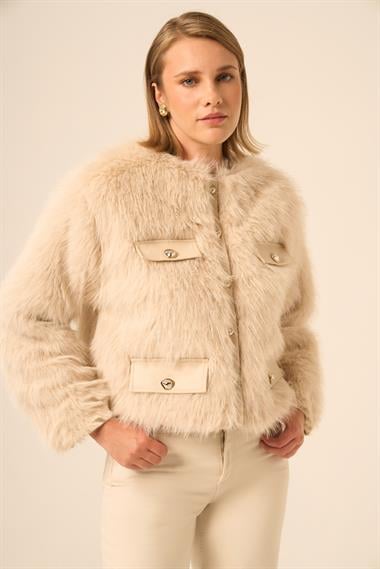 FTZ Women Kadın Peluş Mont  Beige 31241