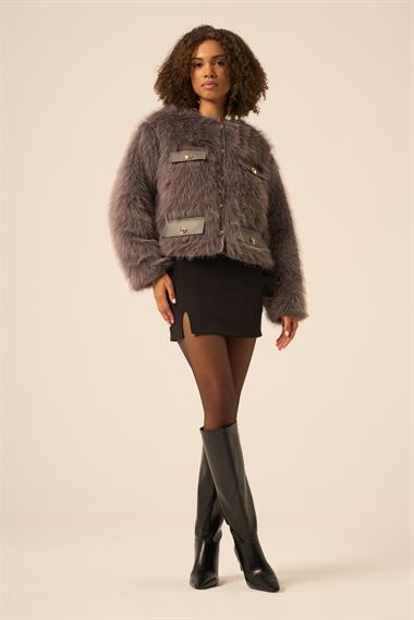 FTZ Women Kadın Peluş Mont  Füme 31241