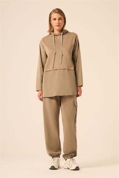FTZ Women Kadın Scuba Spandex Takım  Bej 31258