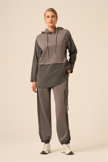 FTZ Women Kadın Scuba Spandex Takım  Gri 31258