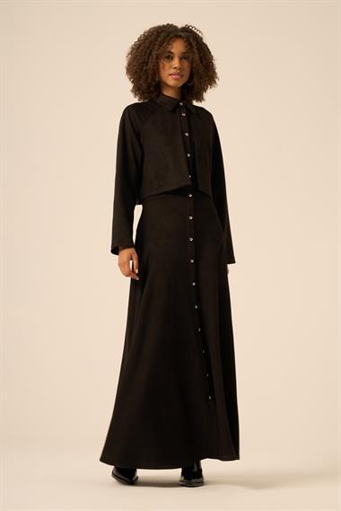 FTZ Women Kadın Scuba Süet Bolerolu Elbise  Siyah 31255