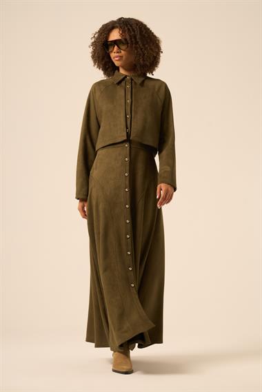 FTZ Women Kadın Scuba Süet Bolerolu Elbise  Haki 31255