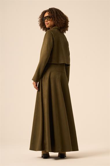 FTZ Women Kadın Scuba Süet Bolerolu Elbise  Haki 31255