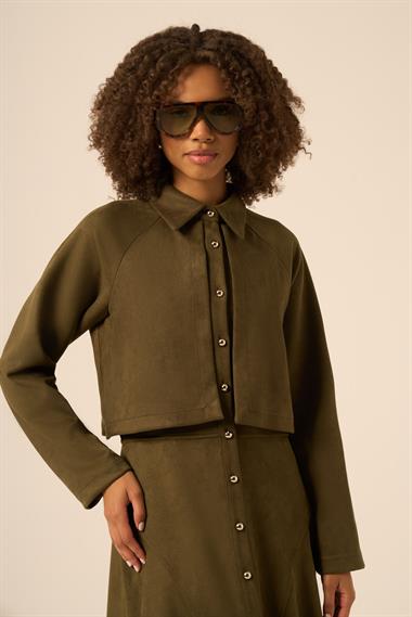 FTZ Women Kadın Scuba Süet Bolerolu Elbise  Haki 31255