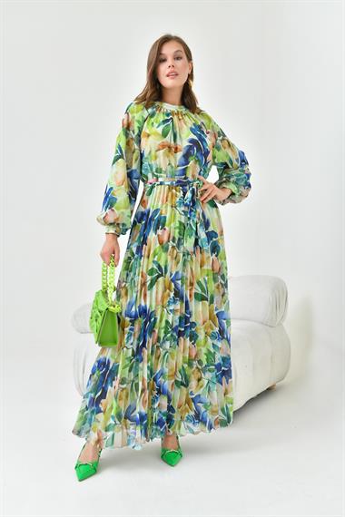 FTZ Women Kadın Şifon Elbise  Saks Mavi 30871