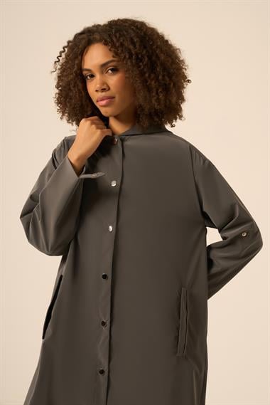 FTZ Women Kadın Trenç Kap  Füme 31237