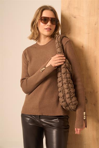 FTZ Women Düğme Detaylı Kazak  Kahve 25203