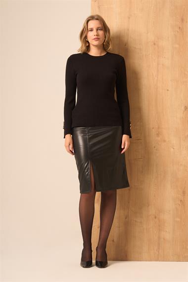 FTZ Women Düğme Detaylı Kazak  Siyah 25203