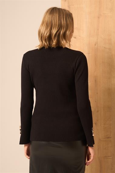 FTZ Women Düğme Detaylı Kazak  Siyah 25203