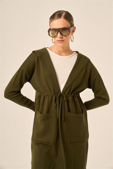 FTZ Women Kadın Kendinden Bağlamalı Hırka  Haki 20727