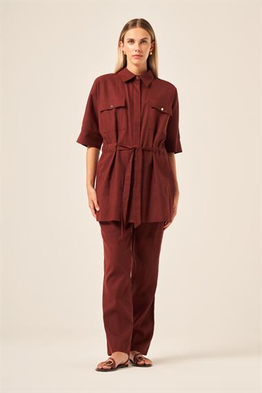 FTZ Women Kadın Keten Takım  Bordo 31196