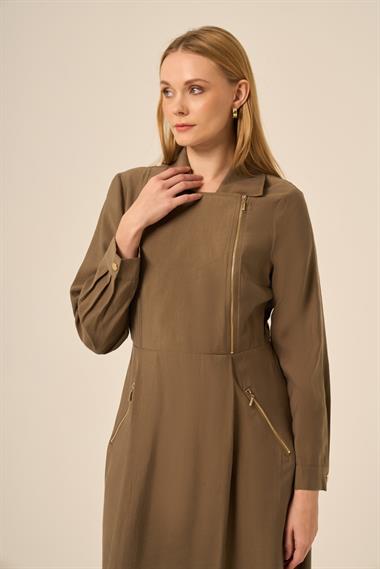 FTZ Women Kadın Canapos Elbise  Vizon 31183