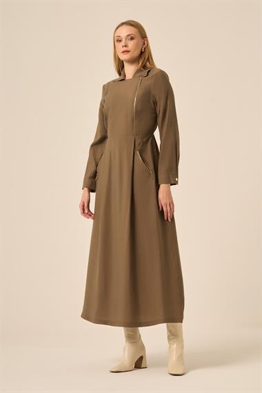 FTZ Women Kadın Canapos Elbise  Vizon 31183