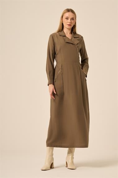 FTZ Women Kadın Canapos Elbise  Vizon 31183