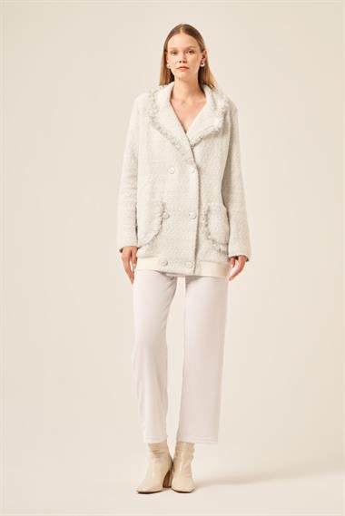 FTZ Women Kadın Saçak Detaylı Hırka  Ekru 20781