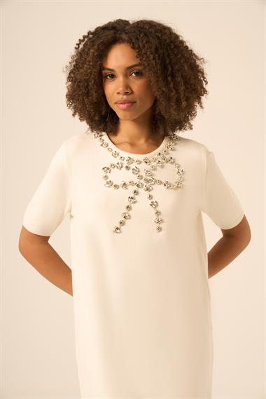 FTZ Women Kadın Taş Detaylı Tunik  Ekru 20839