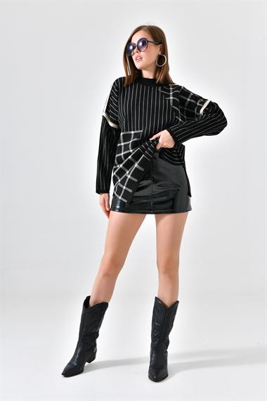FTZ Women FTZ Women Kadın Kol Aksesuar Detay Kazak  Siyah 21-6032