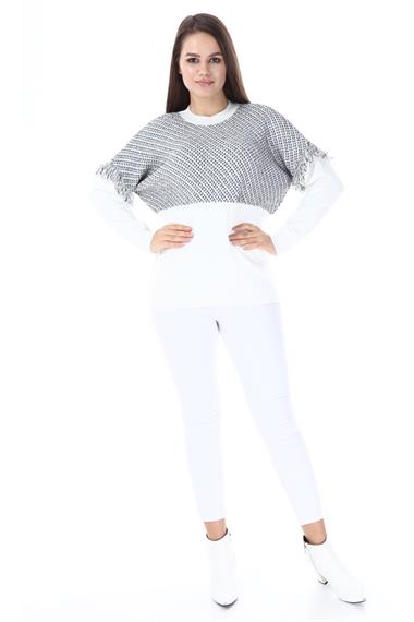 FTZ Women FTZ Women Kadın Kolları Püskül Detay Triko  Ekru 21-1337
