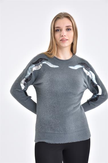 FTZ Women FTZ Women Kadın Sakal İp Triko  Gri 21-1343