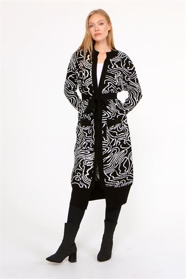 FTZ Women FTZ Women Kadın Zebra Desen Giy Çık Hırka  Siyah 21-6005