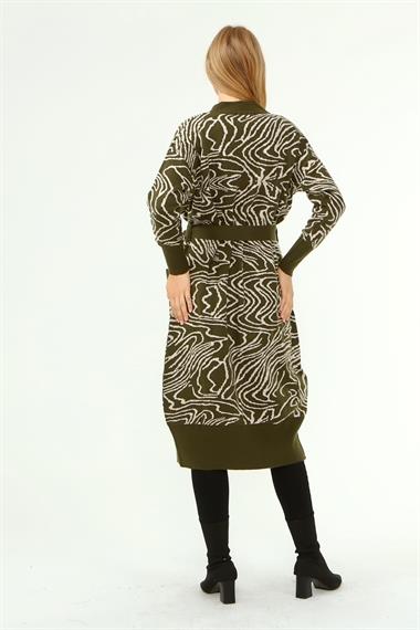 FTZ Women FTZ Women Kadın Zebra Desen Giy Çık Hırka  Haki 21-6005