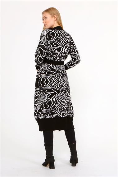 FTZ Women FTZ Women Kadın Zebra Desen Giy Çık Hırka  Siyah 21-6005