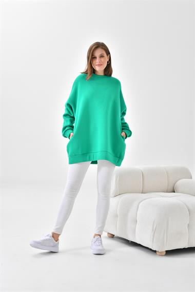 FTZ Women Kadın Oversize 3 İp Şardonlu Sweatshirt  Benetton 10001