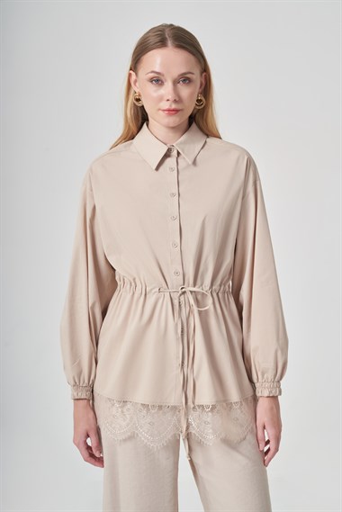 FTZ Women Kadın Alt Dantel Gömlek  Beige 31437