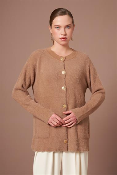 FTZ Women Kadın Angora Hırka  Bisküvi 25259