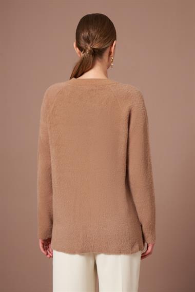 FTZ Women Kadın Angora Hırka  Bisküvi 25259