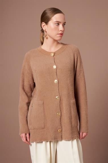 FTZ Women Kadın Angora Hırka  Bisküvi 25259