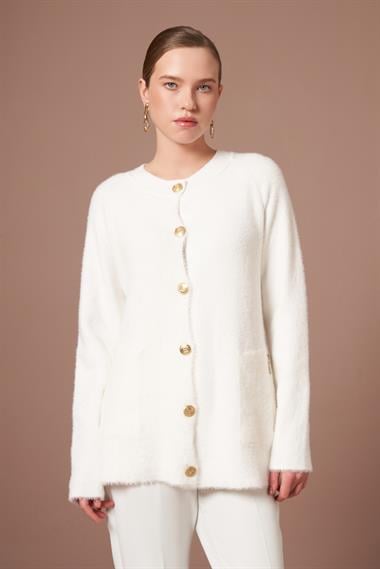FTZ Women Kadın Angora Hırka  Ekru 25259
