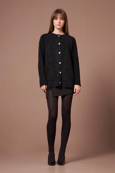 FTZ Women Kadın Angora Hırka  Siyah 25259