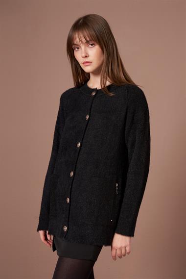 FTZ Women Kadın Angora Hırka  Siyah 25259