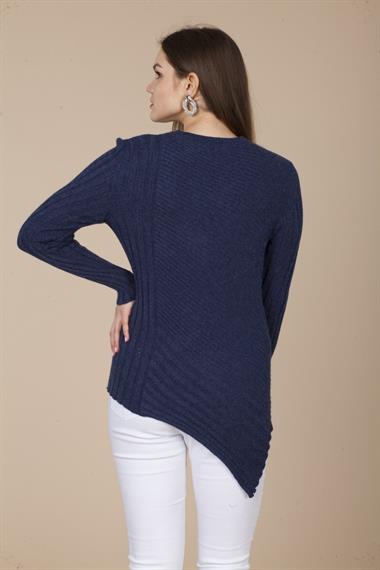 FTZ Women Kadın Asimetrik Kesim Triko  İndigo 20-584