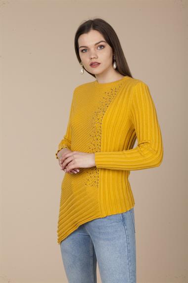 FTZ Women Kadın Asimetrik Kesim Triko  Safran 20-584