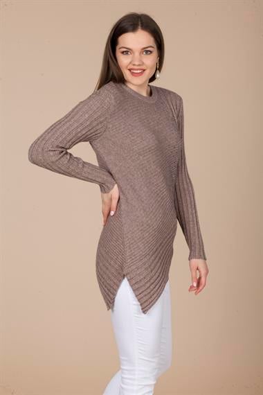 FTZ Women Kadın Asimetrik Kesim Triko  Beige 20-584