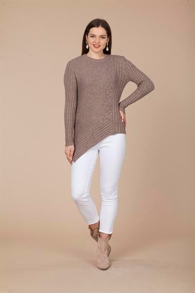 FTZ Women Kadın Asimetrik Kesim Triko  Beige 20-584
