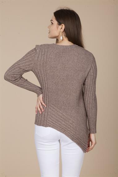 FTZ Women Kadın Asimetrik Kesim Triko  Beige 20-584