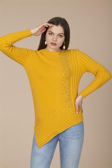 FTZ Women Kadın Asimetrik Kesim Triko  Safran 20-584